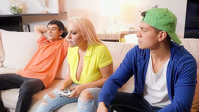 Porn Star MILF Blondie Fesser Receives Explosive Facial from Sons Best Friend in Steamy XXX Video