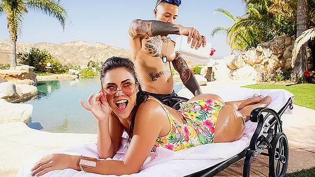 Raunchy XXX Video ~ Monster Curves Pawg Monica Sage in Poolside Romp
