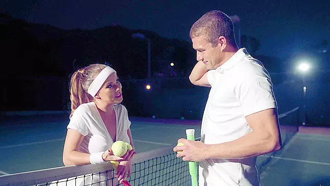**Porn Star Megan Rain's Wet & Wild Tennis Match with Titties Explosion**