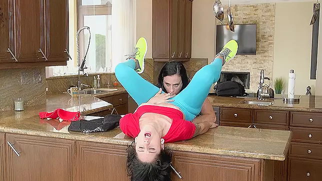 Unbridled Lust! Teen Pussy Devoured by Step Mom on Kitchen Counter