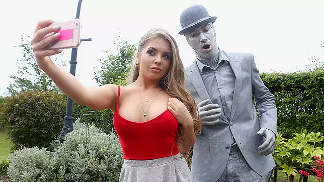 Watch Alessandra's Wild Tits Ecstasy Ride With Living Statue Danny!