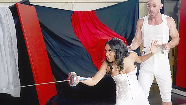 Tia Cyrus, a wealthy socialite, has taken up a new hobby: fencing. But her interest lies less in the nuances of attacking and parrying than in her private instructor, the hunky, muscular Johnny Sins â€“ and his hard cock.